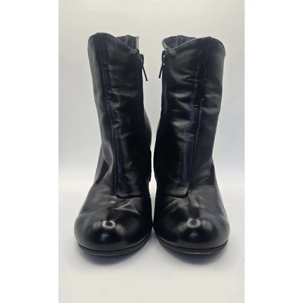 Vintage Chie Mihara Black Cut Out Ladies Leather Boots Size 37- US Size 6.5